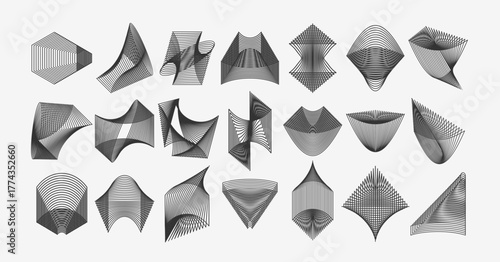 Digital blend line abstract logo design set