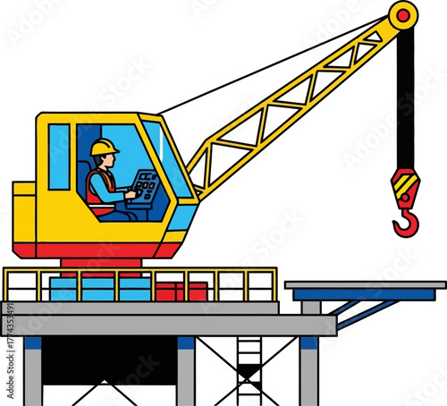 mastering titans focused operator expertly guides crane, lifting civilizations heavy burdens