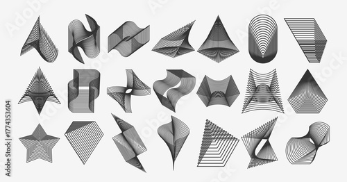 Technology dynamic blend line logo design set