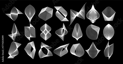 Set of modern technology outline abstract logo icon