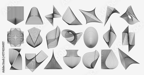 Dynamic line abstract shape icon graphic set