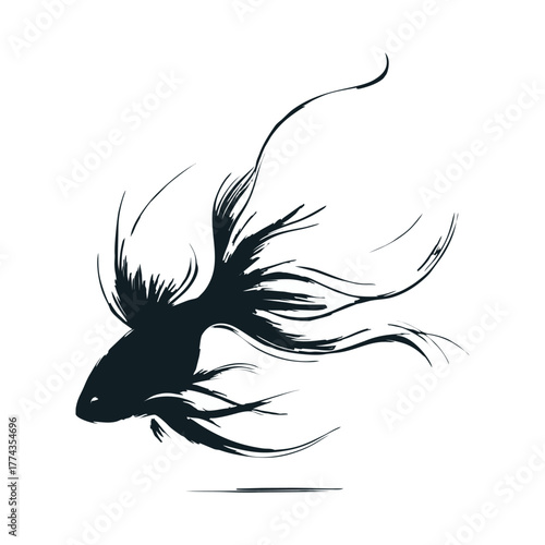Betta Fish Line Art Illustration