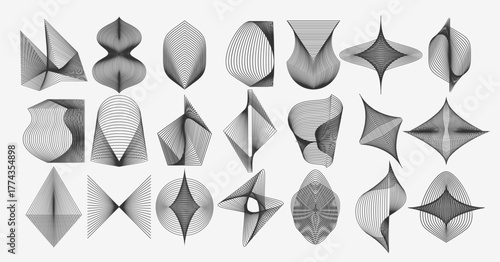 Geometric motion blend line shape logo icon set