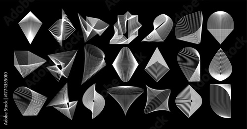 Cyberspace motion line abstract logo icon set