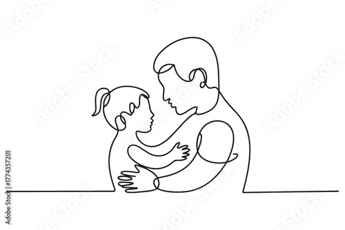 Parent-child relationship, communication concept. Single line draw design. one line Icon drawing with white background