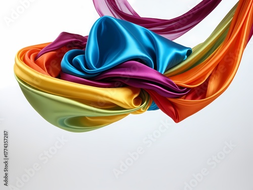 Luxurious Multi-Colored Satin Fabric in Vibrant Display