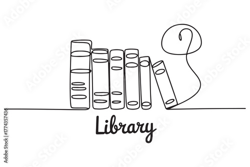 Continuous one line drawing library concept. Doodle vector illustration. one line Icon drawing with white background