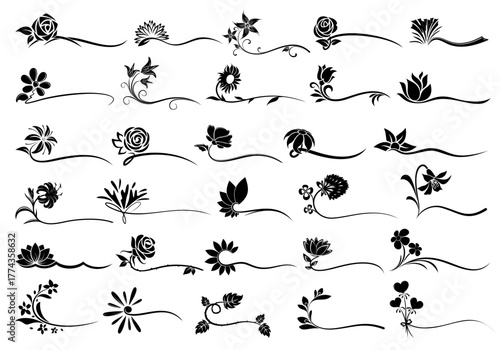 The big set of stylized flowers logos.
