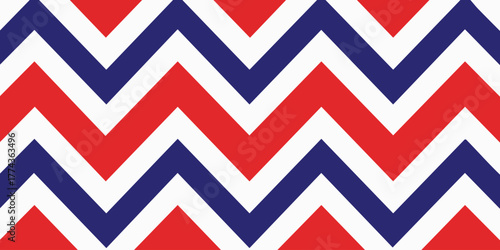 Colorful Zigzag Chevron Pattern Red, White, and Blue Graphic Design for Backgrounds and Decor