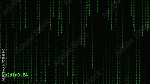 Wallpaper Mural Digital Matrix Rain Code Background with Green Streaming Data and "Loading..." Text Torontodigital.ca
