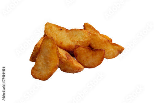 Fried potato wedges. Transparent.