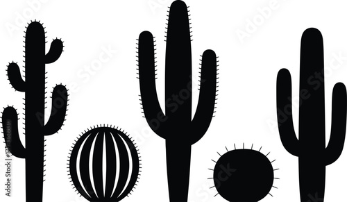 Cactus silhouette vector illustration vector white background.