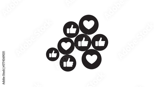 Collection of like and heart icons simple flat glyphs for social media isolated on white background