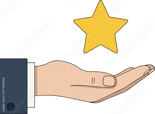 Rewarding excellence — a hand holding a shining star of achievement.