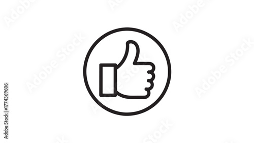 Thumbs up icon simple line art glyph isolated on a white background for app and web design