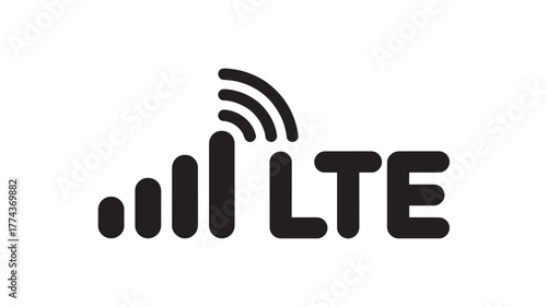 LTE network signal icon simple glyph for mobile interface isolated on white background