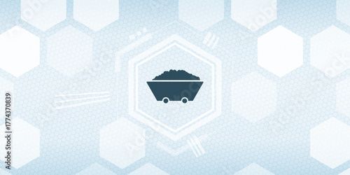 Rare earth elements and raw materials concept with mine cart icon in technology background