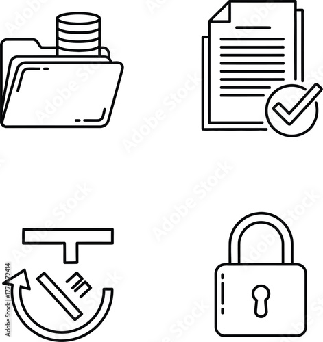 Outline icons for robust digital information management systems