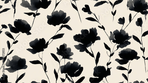 Flowers hand drawn seamless pattern.