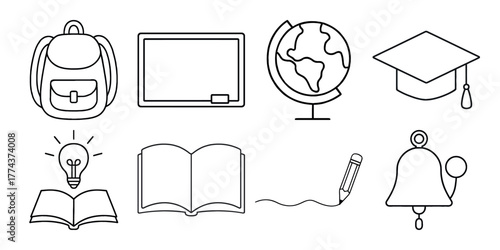 Comprehensive set of diverse education themed icons for learning resources