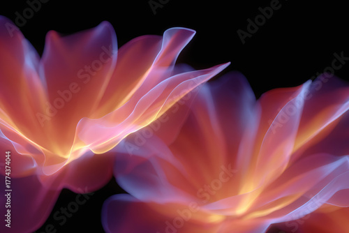 Dynamic flow of abstract glowing flowers