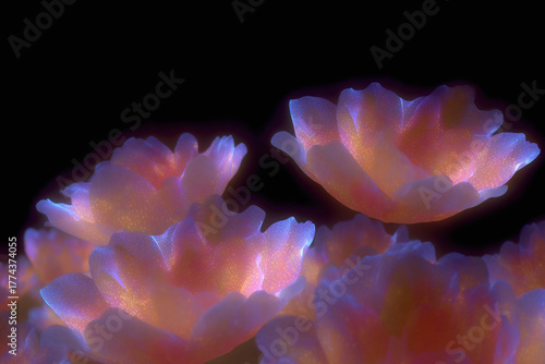 Dynamic flow of abstract glowing flowers