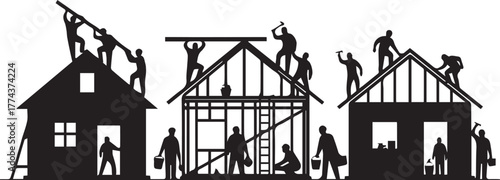 Global volunteers building houses together for international volunteer day community support