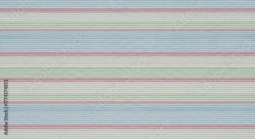 A seamless pattern of thin horizontal stripes in pastel shades of blue, green, and pink.
