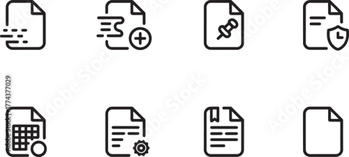Document Icons Set File Spreadsheet Pin Add Protect Mark paper
