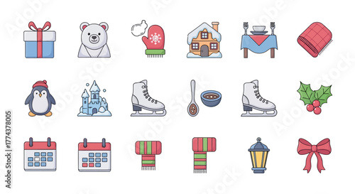 Charming Winter Icons Festive Gift, Polar Bear, Holiday Mittens & Cozy Home Elements