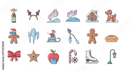 Winter Holidays A Festive Collection of Icons Representing the Joyful Season and Christmas Spirit