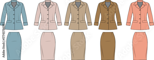Professional Women's Business Suit Collection in Various Neutral Colors