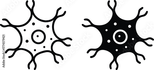 Neuron Cell Icon – Nerve Network, Brain Cell, and Neural Connection Symbol or Vector Silhouette..eps