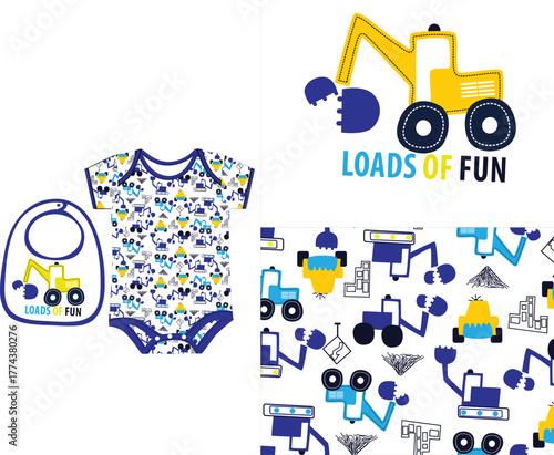 loads of fun bodysuit bib print