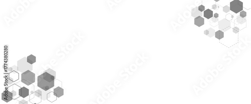 Geometric abstract background with green hexagons. Structure molecule and communication.