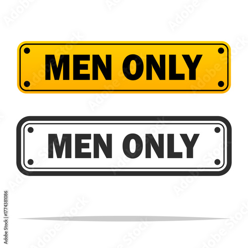 Men only signage vector isolated illustration
