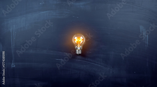 A glowing light bulb on a dark background symbolizes a bright idea