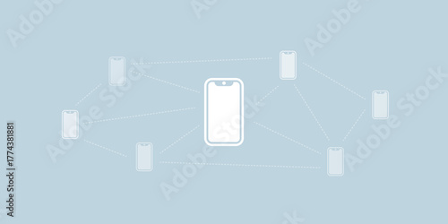 Mobile Network Connection Concept – Smartphones Connected in a Digital Peer-to-Peer Mesh