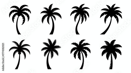 Tropical vibes with these charming palm tree silhouettes, perfect for adding a touch of paradise to your designs, invoking summer vacation memories