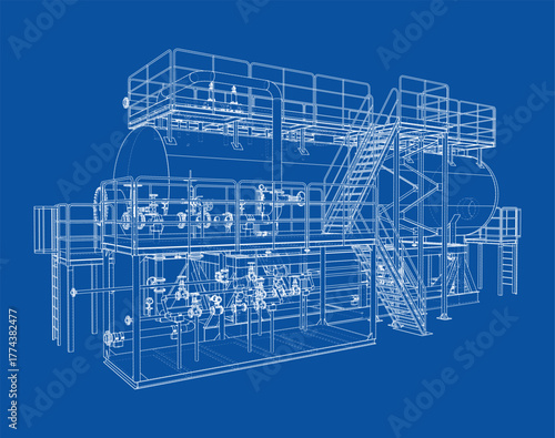Industrial Machinery Blueprint. Vector