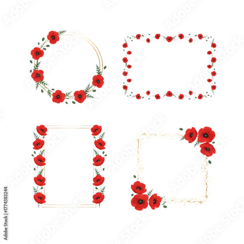 Red Poppy Floral Frames Collection