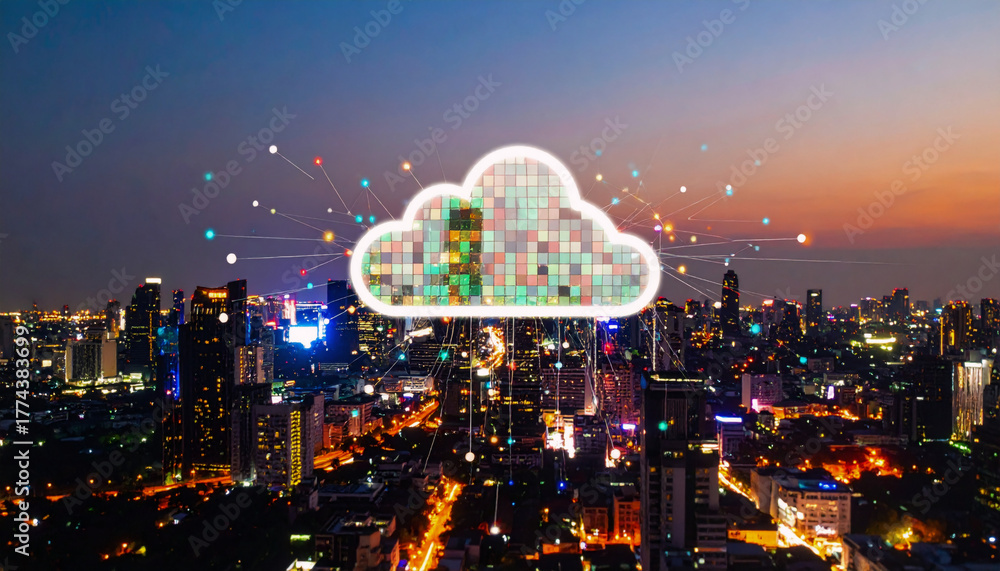 Obraz premium クラウドネットワーク概念図