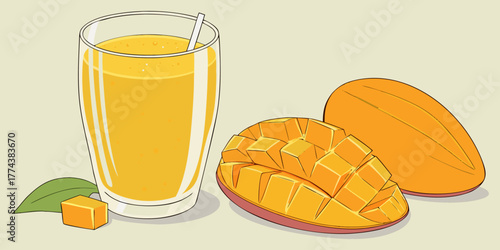 Fresh Mango Smoothie in Clear Glass – Realistic Fruit Drink"