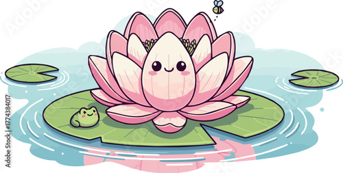 Need lotus illustration vector for cute design element banner.