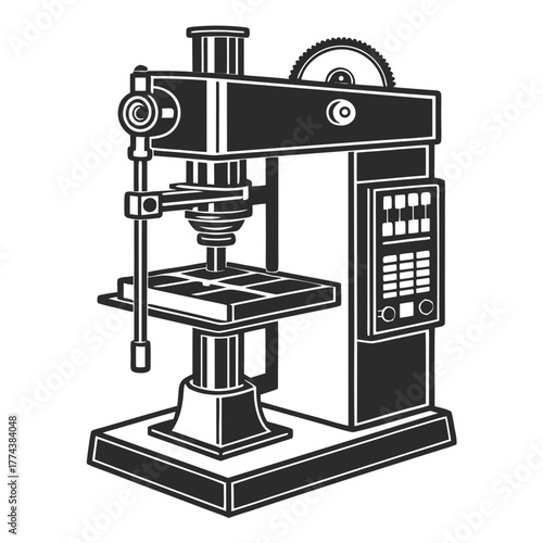 Black and white drilling machine