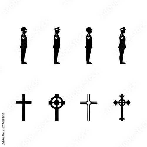 Varied Military Silhouettes and Crosses