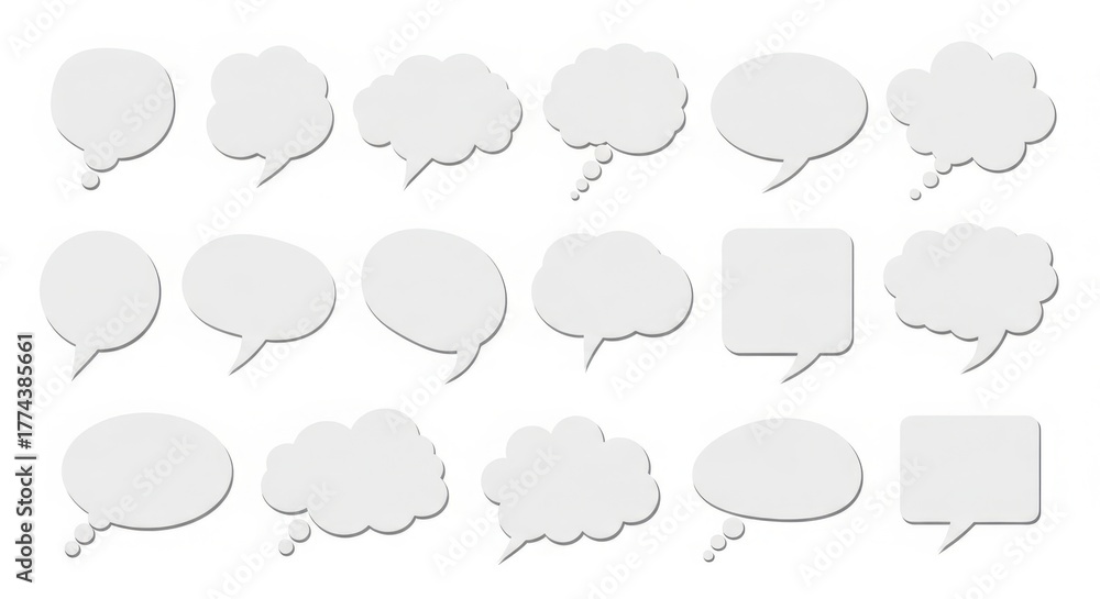Fototapeta premium Collection of torn paper speech bubble icons with shadow effects for communication graphics illustration