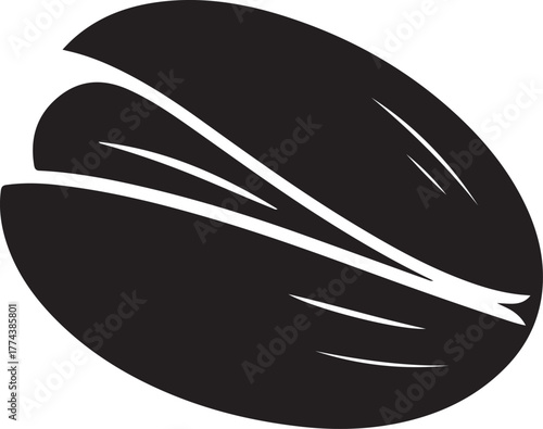 black silhouette of pistachio on white background, vector