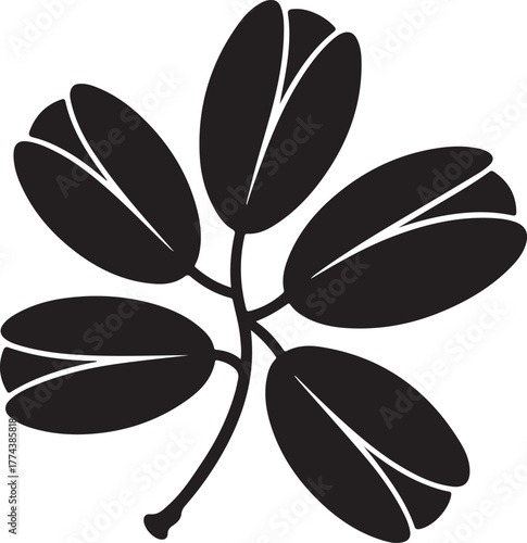 black silhouette of pistachio on white background, vector