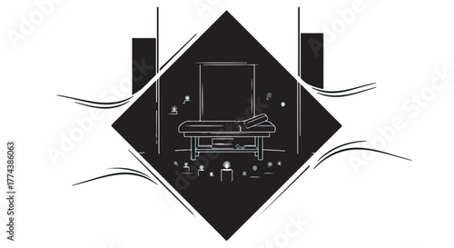 Serene massage table in a dimly lit, minimalist spa room with subtle ambient light